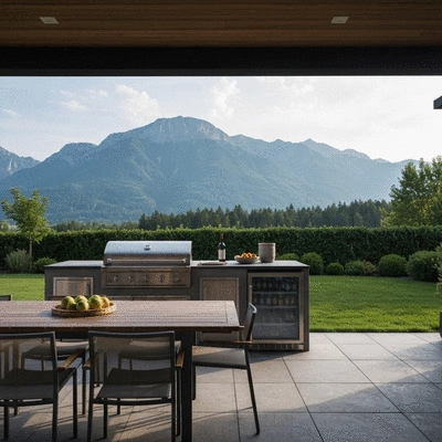 Outdoor kitchen setup for entertaining