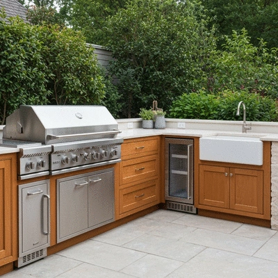 Custom outdoor kitchen setup with elegant design