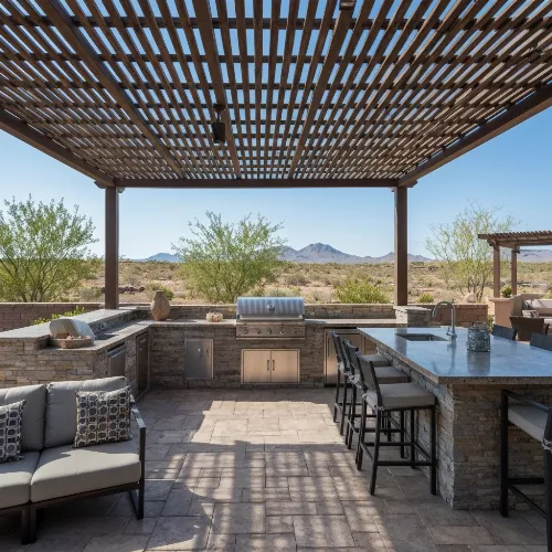 Luxurious outdoor kitchen and patio in Queen Creek, AZ